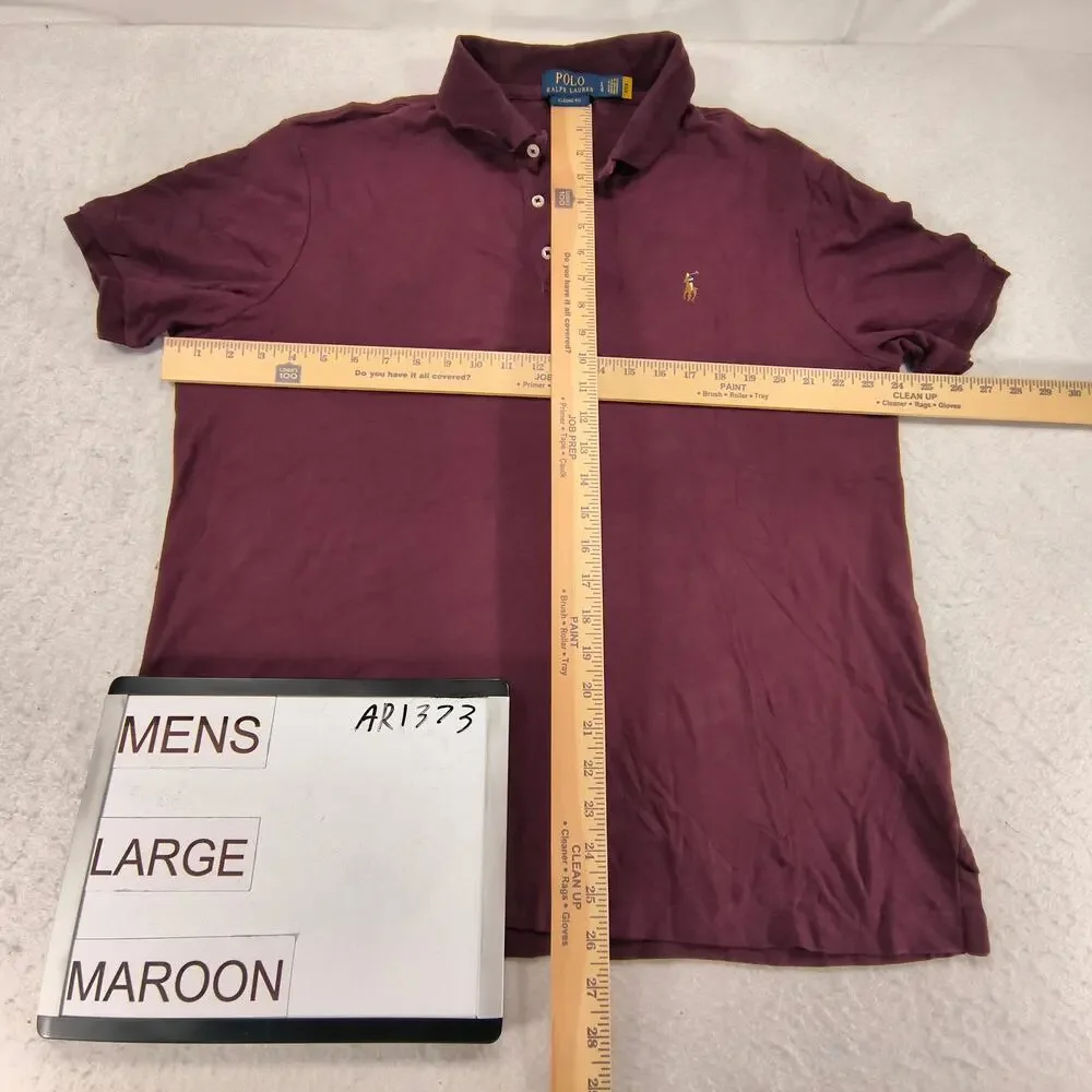 Polo Ralph Lauren Classic Fit Casual Collared Polo Shirt Men Size Large L Maroon
